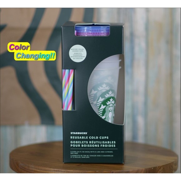 Starbucks Mystery Color Changing Reusable Cold Cups 24oz (5 pack) New - Picture 1 of 6